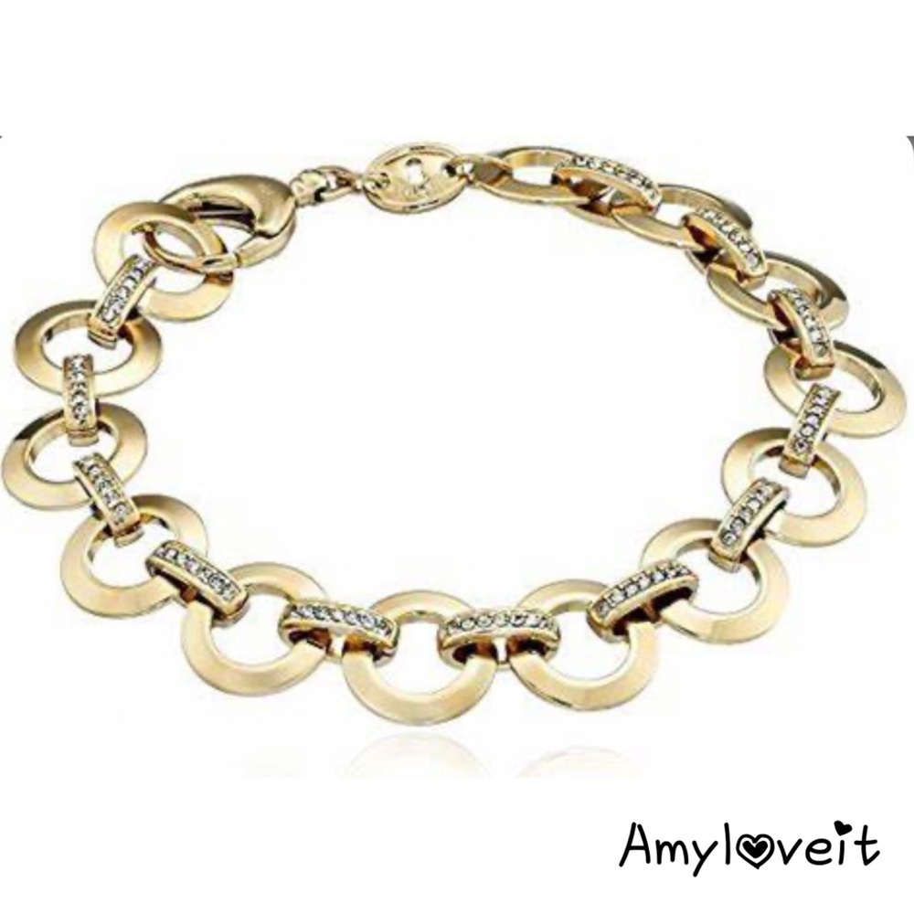 Fossil Brand Glitz Gold Tone Charm Bracelet